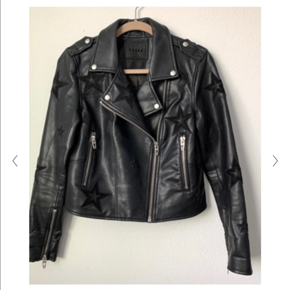 BLANKNYC Leather jacket with stars